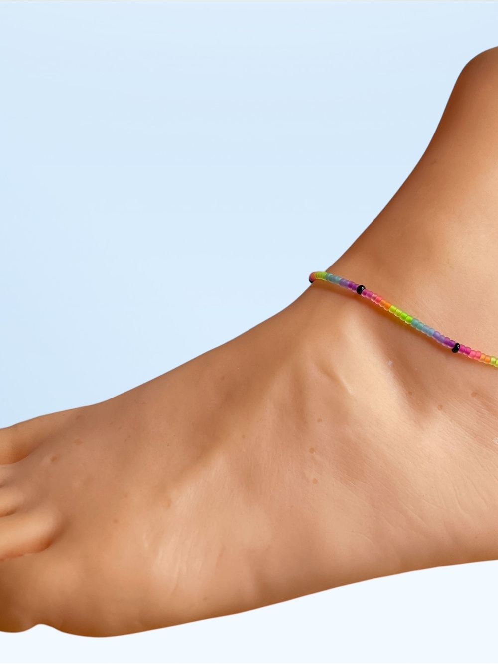 Colorful Rainbow Seed Bead Anklet - Multicolor
